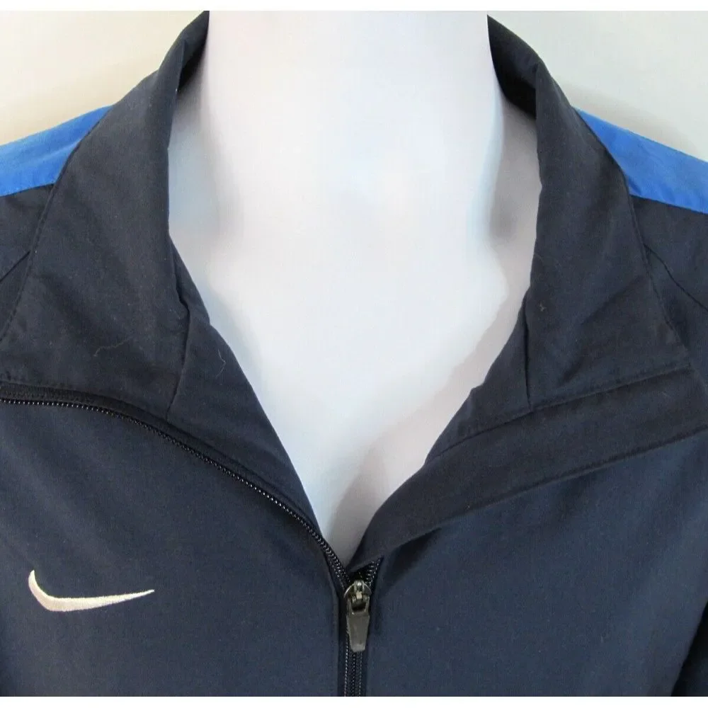 Men's Large Nike‎ Full Zip Blue Color Block Embroidered Logo Jacket